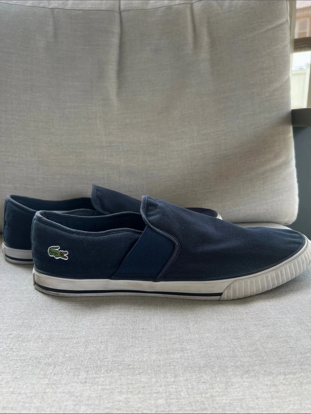 Lacoste Navy Slip-On Sneakers with Croc Logo